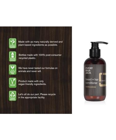 Every Man Jack Beard & Hair Conditioner - Sandalwood Fragrance - Shea Butter & Cocoa Butter - 6.7oz Twin Pack - Buy Online on SooperMarket.com