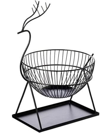 Kitchen Countertop Fruit Rack Fruit Basket Metal Deer Figurine Fruit Basket Fruit Bowl Metal Wire Vegetable Bowl Mesh Countertop Fruit Holder Bowl for Kitchen Counter Gold Black Fruit Trays (Color :