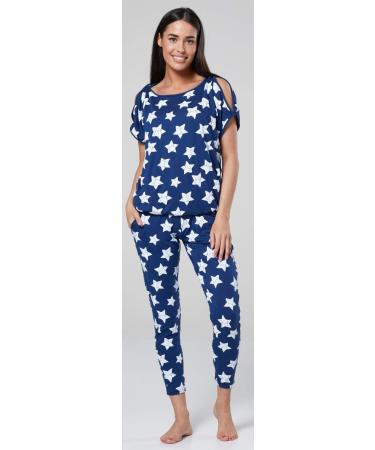 HAPPY MAMA Maternity Breastfeeding Lounge Set 1024p 10 Blue Jeans-White Stars - Buy Online on SooperMarket.com