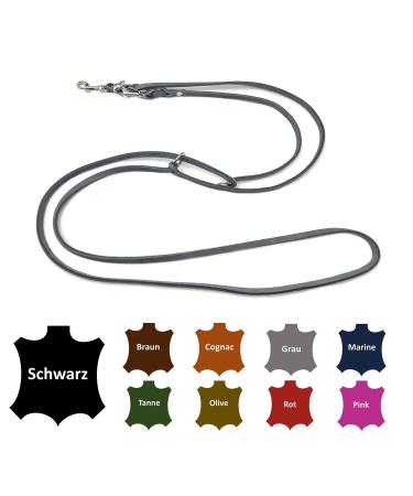 Dog leash fat leather small dogs/large dogs 2m / 2.40m / 2.80m / 3.50m / 5m double leash adjustable (2m X 8mm Grey) 2m X 8mm Grey