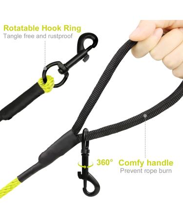 Joytale Reflective Dog Leash 10m - Padded Handle 2 Snap Hooks Nylon Training Leash for Puppies & Small Dogs - Neon Yellow - Buy Online on SooperMarket.com