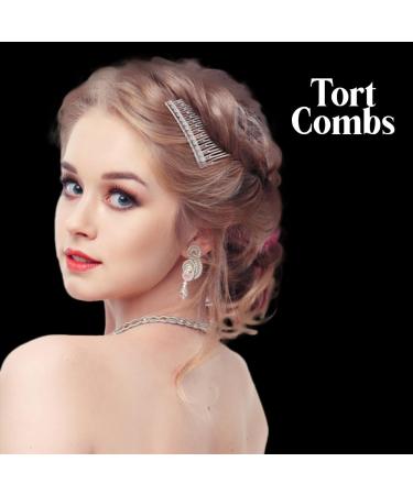 Set of 4 Tort Plain Hair Combs 7cm French Side Combs - White | Strong Hold Hair Clips for Girls & Women - Buy Online on SooperMarket.com
