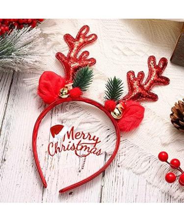 Unicra Christmas Headband Elk Deer Antlers Headband Animal Horns Headwear Hair Piece Halloween Hair Accessories for Christmas Red - Buy Online on SooperMarket.com