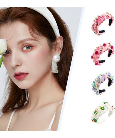vreplrse Durable And Reliable Jeweled Wide Top Knot Headband For Long-lasting Beauty Polyester Rhinestone Pearl Knot Headbands Blue purple - Buy Online on SooperMarket.com