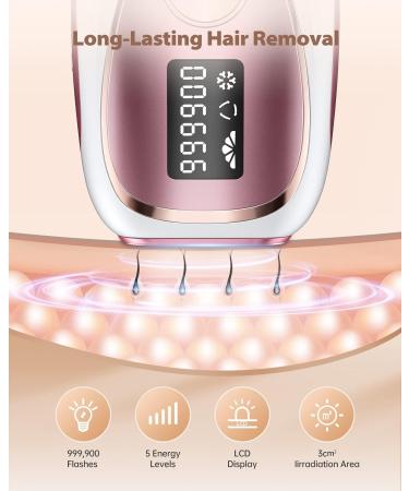ZKMAGIC IPL Laser Hair Removal Device - Ice Cooling, Painless & Long Lasting with 5 Levels & 999,900 Flashes - Full Body Use (Gold) - Buy Online on SooperMarket.com