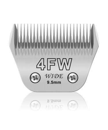 4FW Wide Pet Dog Grooming Detachable Blades Compatible with Andis Oster A5 Wahl KM10 Clippers Cut Length 3/8"(9.5mm) Fit for Larger Animals 4FW-9.5mm