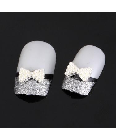 OrangeTag White Pearl Bow Tie 3D Nail Art Slices - Set of 10 DIY Decorations - Buy Online on SooperMarket.com