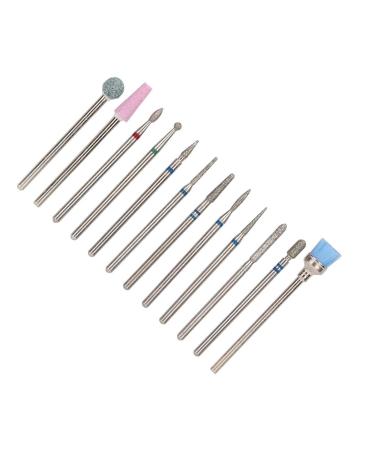 12pcs Tungsten Alloy Nail Drill Bit Set | Electric File Grinding Head with Storage Box for Professional Manicure - Buy Online on SooperMarket.com