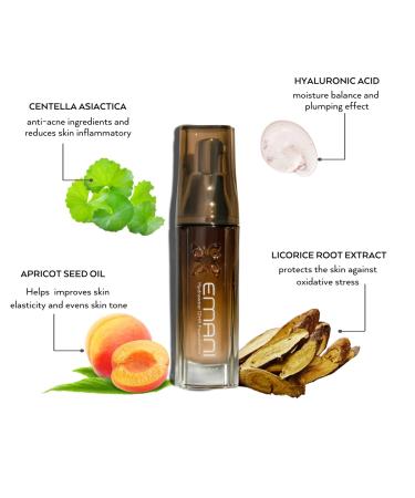 Emani HydraWear PLUS Foundation with Niacinamide 2% Hyaluronic Acid | Full HD Coverage, Acne Safe, Firming and Anti-Aging | Natural Beige (Light) - Buy Online on SooperMarket.com