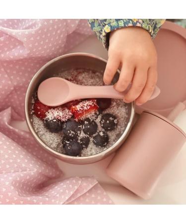 Beau Baby Stainless Steel Suction Bowl with Silicone Spoon - Pink | Baby Led Weaning Bowl for Toddlers & Kids - Buy Online on SooperMarket.com