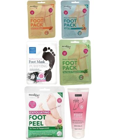 Derma V10 Foot Pack Mask (6 Pack) Deep Moisturising (Charcoal) Unscented