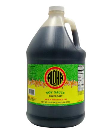 Aloha Shoyu Soy Sauce, Lower Salt - Hawaiian Dark Soy Sauce with Smooth, Balanced Flavor - Authentic Soy Sauce for Cooking, Marinades, and Dips - Premium Shoyu Soy Sauce Made in Hawaii - 1 Gallon Lower Salt 128 Fl Oz (Pack