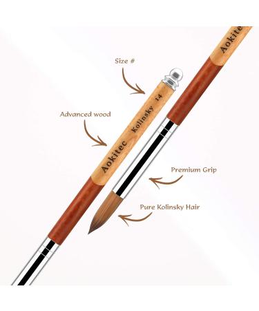 Aokitec #14 Kolinsky Sable Acrylic Nail Brush for Nails - Wood Nail Art Brush for Manicure - Acrylic Application Tool - Buy Online on SooperMarket.com