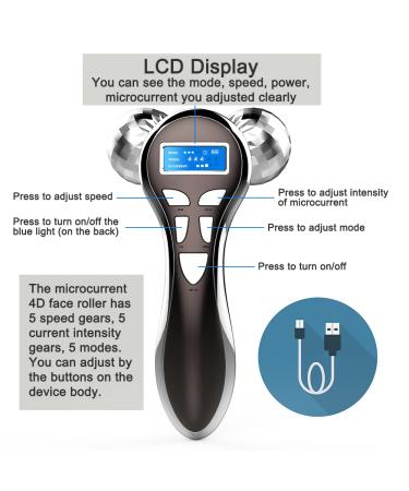Microcurrent Facial Device  Microcurrent Face Massager Roller  4D Facial Massager Beauty Skin Care Tool for Face Eye Neck  Gift for Women - Buy Online on SooperMarket.com