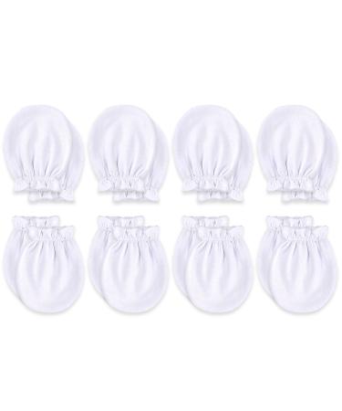 Kiddycare No Scratch Mittens Newborn/Baby Mittens Newborn. GOTS Organic Baby Mittens which are Baby Essentials for Newborn. Warm and Soft Baby Gloves and Mittens Baby Newborn 8pck - White 8 Pairs Clouds
