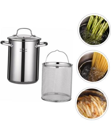 PRETYZOOM 1 Set Fry Pan Stock Pot with Strainer Basket Outdoor Chicken Fryer Fat Storage Can Mesh Steamer Basket Small Roasting Pan Deep Pan with Lid Stainless Steel Pot Soup Pot - Buy Online on SooperMarket.com
