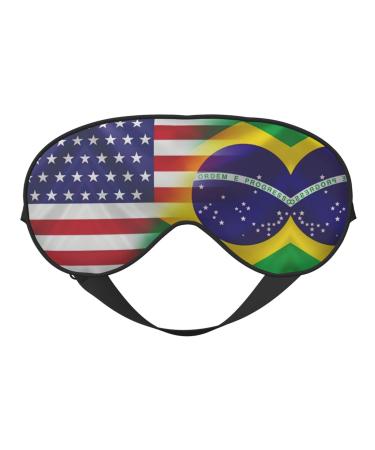SSIMOO American and Brazilian Flags Soft Sleep Eye Mask Female Breathable Eye Patch Perfect for Travel and Relaxation Black