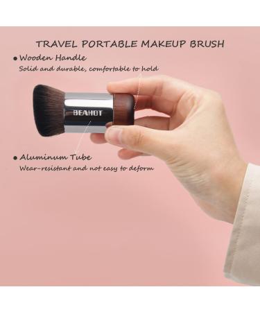 BEAHOT Kabuki Makeup Brush for Blush, Bronzer, and Foundation - Wooden Handle, Perfect for Liquid Makeup and Flawless Powder Cosmetics - Buy Online on SooperMarket.com