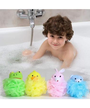 LHKJ 4 Pieces Shower Sponge Exfoliating Sponge Shower Sponge with Soft Toy and Net Bath Sponge for Children Adults Bath Ball Animal Washing Sponge (Colourful) - Buy Online on SooperMarket.com