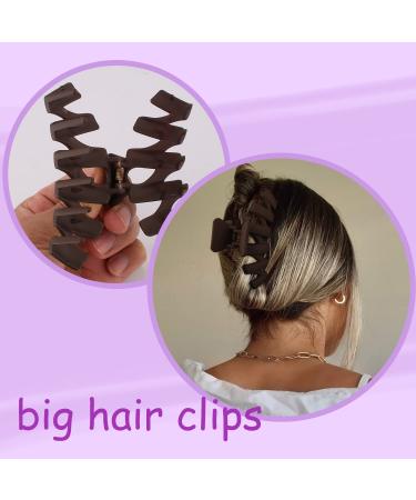 SuPoo 4pcs Large Claw Hair Clips for Thick Hair - Strong Hold Matte Jumbo Jaw Clip Set for Women - Ideal Hair Accessories - Gifts - Brown, Blue, Purple, Pink - Buy Online on SooperMarket.com