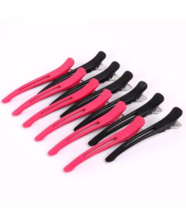 12 PCS Hair Clips for Styling Duck Billed Hair Clips for Styling Sectioning Hair Clips for Women Hair Cutting Clips for Salon and Home No Crease Hair Clips for Hair Sectioning Barber Hair Clips for Stying(BLACK & PINK) 1 count (Pack of 12) 6 Pcs Black & 6