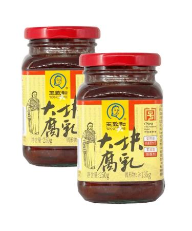 Wangzhihe Traditional Chinese Fermented Beancurd Fermented Tofu in Jar 250g (Pack of 2)