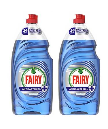 Fairy Platinum Ecalyptus Antibacterial Washing Up Dishwashing Soap Liquid - Lasts 50% Longer - New And Improved Formula - (2x870ml) 435 ml (Pack of 2)