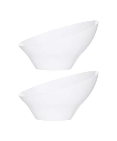 Plasticpro Disposable Angled Plastic Bowls Round Medium Serving Bowl Elegant for Party's Snack or Salad Bowl White Pack of 4 Medium White