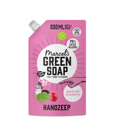 Marcel's Green Soap - Hand soap refill pack patchouli & cranberry - liquid soap refill pack - 100% environmentally friendly - 100% vegan - 97% biodegradable - 500 ml 500 ml (1 Pack) patchouli & cranberry