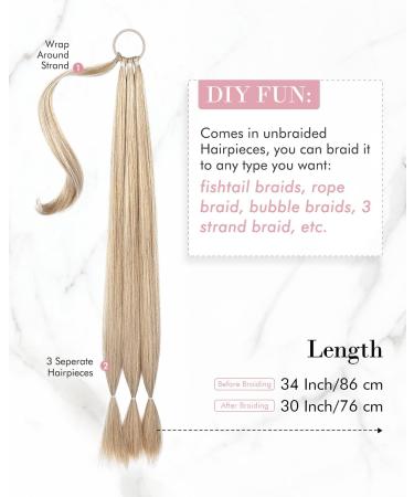 REECHO Long Straight Wrap Around Ponytail Extension - Natural Synthetic Hairpiece for Women - Medium Blonde 34 Inch 180g - Buy Online on SooperMarket.com