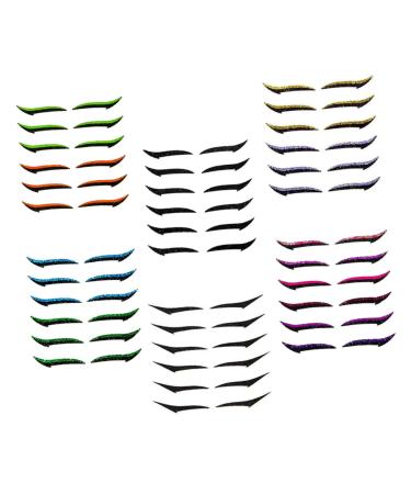 NOLITOY 12 Pcs Eyeliner Stickers Adhesive Eye Line Strip Reusable Double Eyelid Tapes Beauty Products Flash 1 count (Pack of 1) Assorted Colorx2pcs