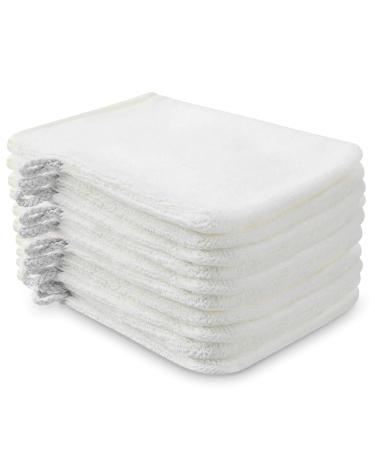 PHOGARY 10 Pack Microfiber Body Wash Mitts Soft Face Mitten Bath Spa Cloth Reusable Makeup Remover Mitt Gloves European Style Wash Cloth 6 8inch (white)