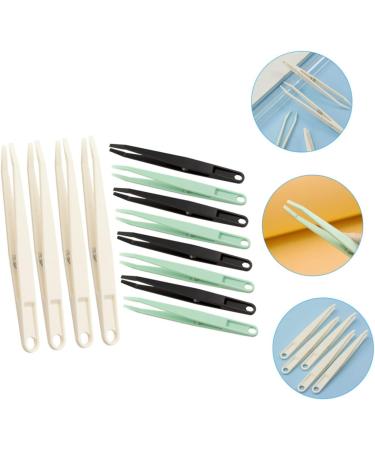 Stobok 12-Piece Flat Head Tweezers Set - Perfect for First Aid Trimming Nasal Hair and Eyelash Extensions - Pink Plastic Tweezers for Precision Use - Buy Online on SooperMarket.com