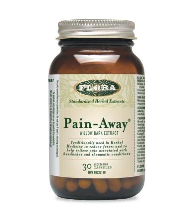 Flora Health Pain-Away - Willow Bark Extract Original Source of ASA Traditionally Used in Herbal Medicine Natural Way to Relieve Minor Aches and Pains Gluten-Free Vegan - 30 Vegetarian