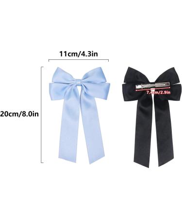 2 Pack Bow Hair Clips Black Hair Bows for Women Girls Large Bow Clips Hair Barrette Hair Accessories(Black Blue) - Buy Online on SooperMarket.com