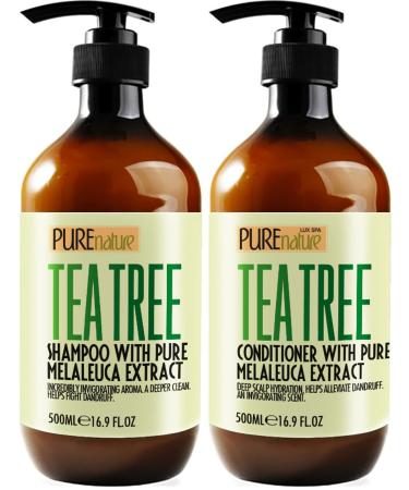 Tea Tree Shampoo and Conditioner Set Sulfate Free - Anti Dandruff Scalp Oil Treatment for Dry  Flaky Skin - for Men and Women