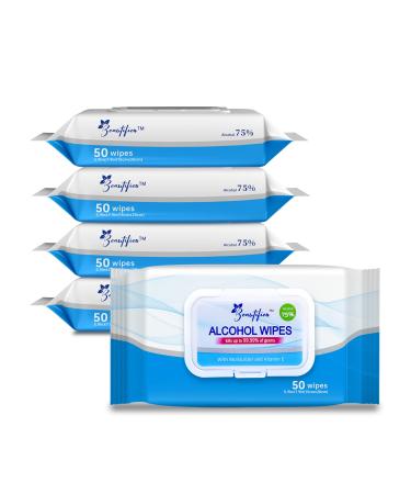 Beautifier Life Wet Wipes - Hand Sanitizer 75% Alcohol Wipes with Aloe and Vitamin E for Men Women & Kids (Aloe 50 Count (Pack of 4))