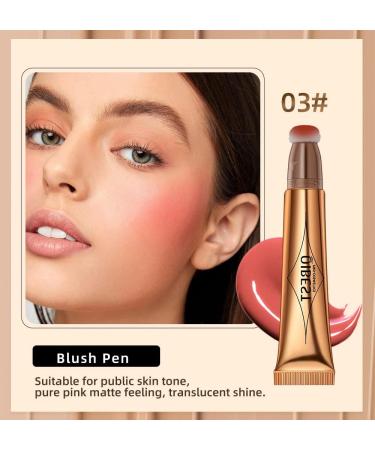 Go Ho Liquid Blush Makeup Cream | #03 Cheery Red Blush | Natural Finish with Cushion Applicator - Buy Online on SooperMarket.com