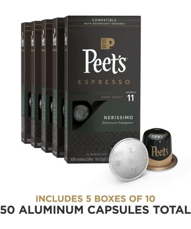 Peet's Coffee Dark Roast Espresso Capsules for Nespresso Original Machines - 50 Count - Nerissimo Intensity 11 - Buy Online on SooperMarket.com