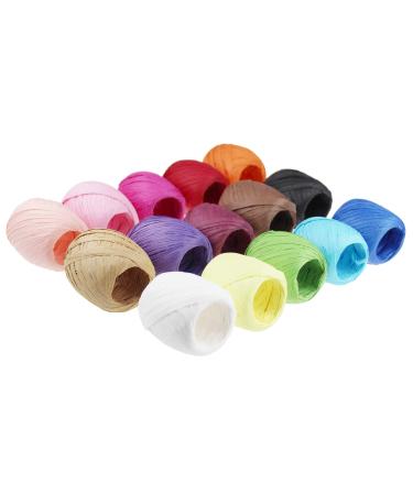 Raffia Paper Ribbon Twine Strings 15 Rolls 15 Colors Set for DIY Craft Gift Box Packing