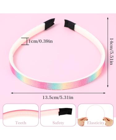 WLLHYF Glitter Headband 4pcs Plastic Sparkly Cute Non Slip Chunky Hairbands Thick Bling Confetti Rainbow Hair Bands with Teeth Little Girls Colorful Hair Accessories (Solid color - black tail) - Buy Online on SooperMarket.com