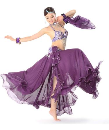Cooyeah Purple Belly Dance Skirt with Wrist Ankle Cuffs Set - Waist 145*24cm - Buy Online on SooperMarket.com