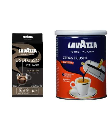 Lavazza Espresso Italiano Classico ground coffee 250 G & Crema E Gusto Classico ground coffee for mocha kanne or filter coffee rounder & inviting taste intensity 7/10 250 g bundle with crema e Gusto Classico