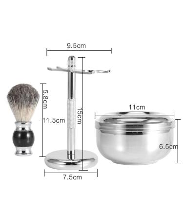 Professional 3-Piece Razor Brush Stand Set | Faux Roof Hair Shaving Brush & Alloy Soap Cup Bowl for Men | Perfect Shaving Tool Kit - International Shipping Available - Buy Online on SooperMarket.com