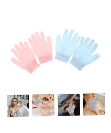 Housoutil Exfoliating Scrub Gloves Set - 2 Pairs Body & Face Scrubbing Mitts for Dead Skin Removal - Loofah Shower Wash Gloves - Thicken Polyester for Ultimate Cleanliness - Buy Online on SooperMarket.com