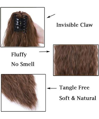 24" Corn Wave Ponytail Extension Claw Clip on Ponytails Wavy Curly Hair Extensions Jaw Pony Tail Hairpiece Light Brown 24inch (Pack of 1) Yaki-Light Brown - Buy Online on SooperMarket.com
