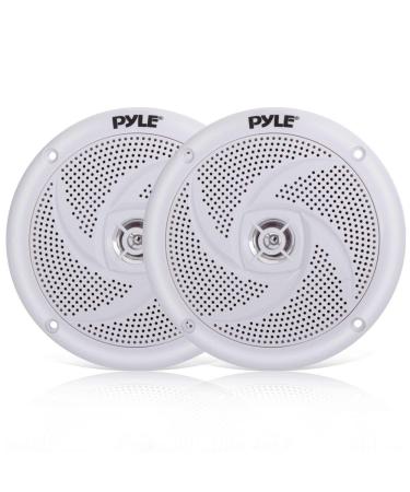 Pyle Marine Speakers - 4 Inch 2 Way Waterproof and Weather Resistant Outdoor Audio Stereo Sound System with 100 Watt Power and Low Profile Slim Style Design - 1 Pair - PLMRS4W (White)