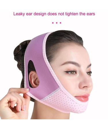 Ehoter Double Chin Reducer Face Slimming Strap & Neck Lifting Mask - Adjustable V Line Face Lifting Tape - Black Compression Bandage - Buy Online on SooperMarket.com