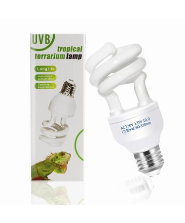Caldarax UVA UVB Bulb 10.0 Tortoise Reptile Light E27 13W Compact UVB Light Bulb for Desert Reptiles Lizard Turtle Snake Chameleon Bearded Dragon