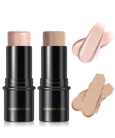Highlighter Makeup Contour Stick Highlighter Contour Bronzer Wand Face Brightens Contour Stick for Long-Lasting & Waterproof. Face Make-up & Body Contour Highlight Makeup Daily Wear (3#+8#) 3#+8# 29.00 g (Pack of 1)
